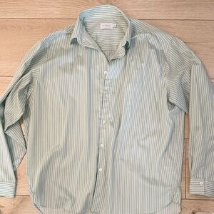 Topman Light Mint Green Striped Button-Down Shirt